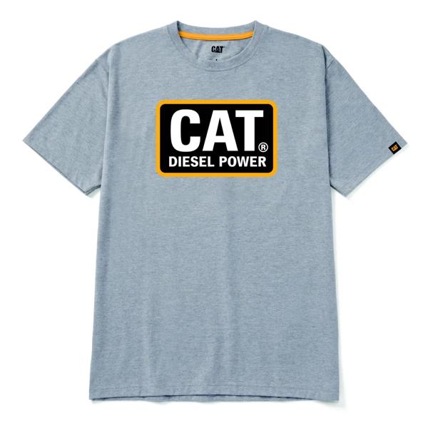 Diesel Power Short Sleeve Tee, Heather Grey/Yellow, dynamic