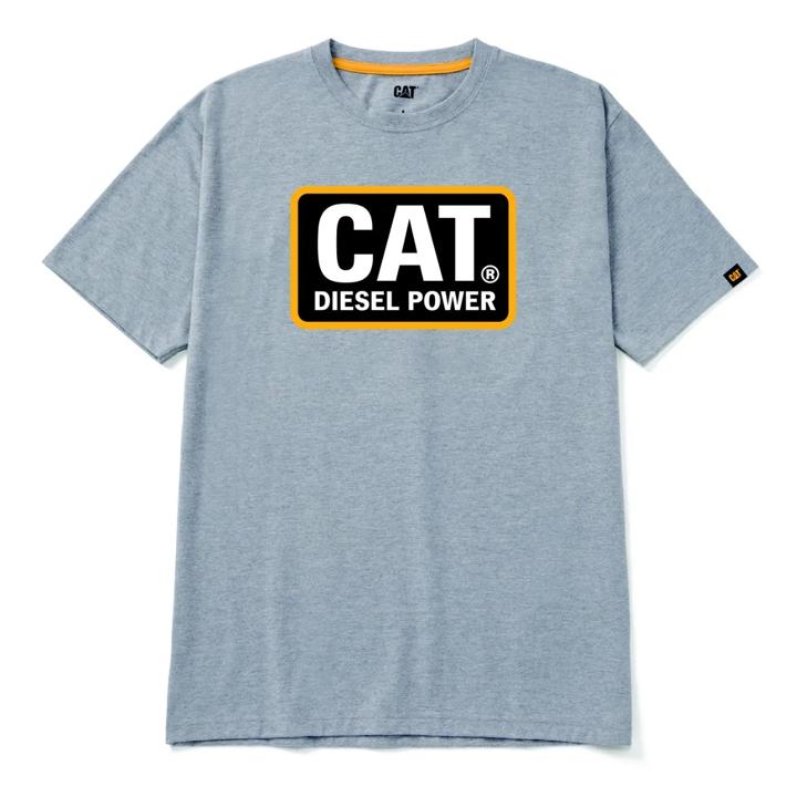 Diesel Power Short Sleeve Tee, Heather Grey/Yellow, dynamic