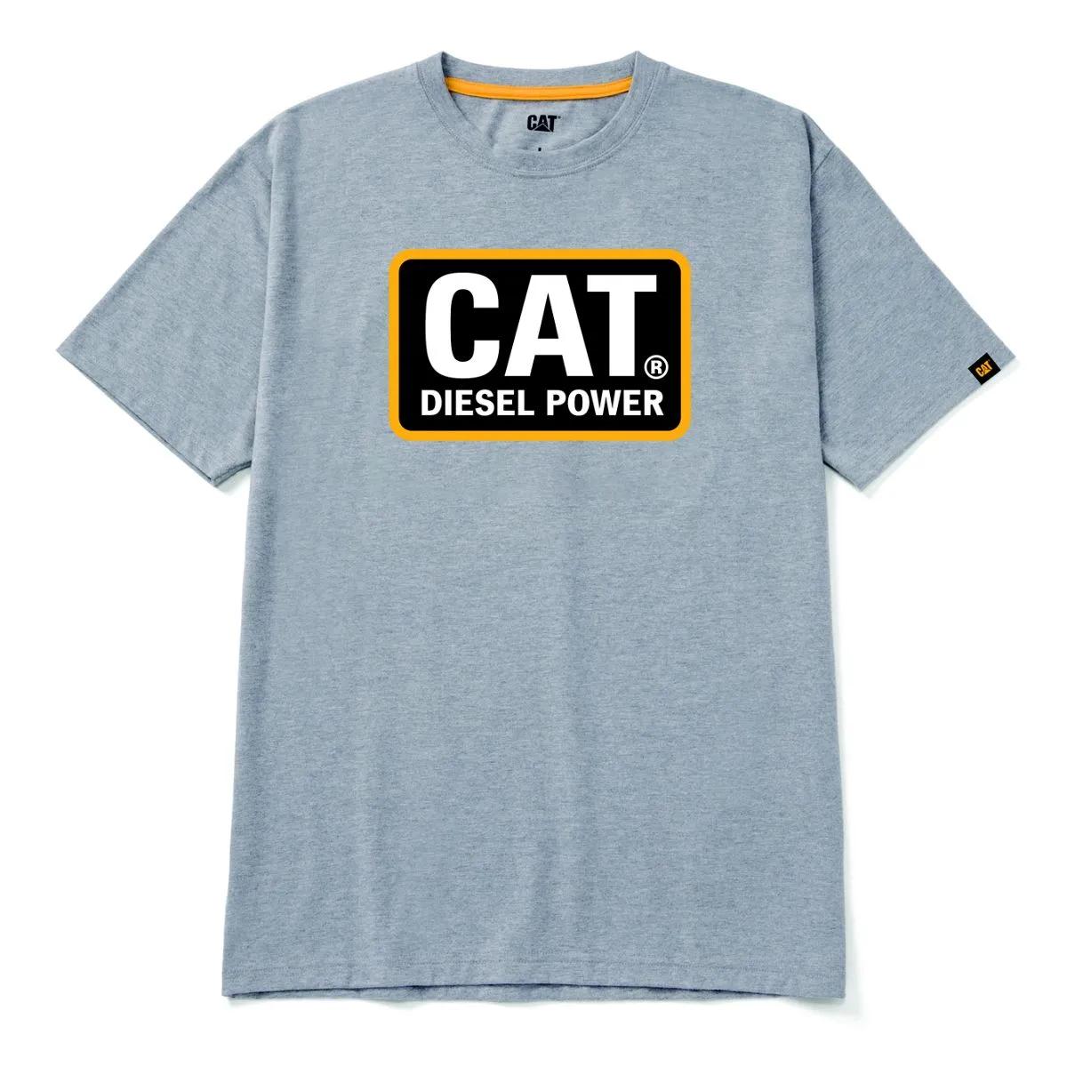 Diesel Power Short Sleeve Tee, Heather Grey/Yellow, dynamic 1