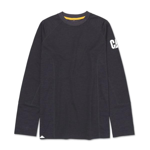 Cooling Long Sleeve Tee, Black Heather, dynamic