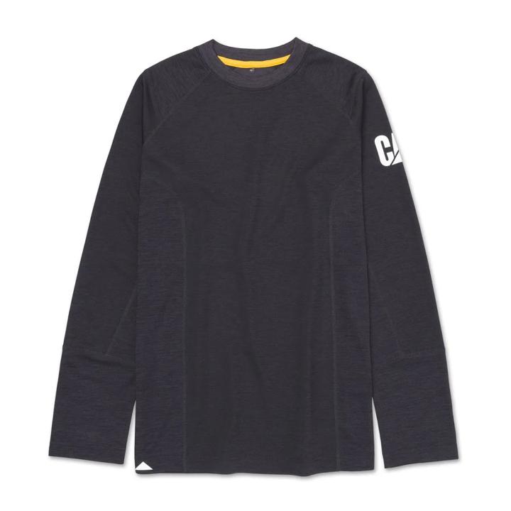 Cooling Long Sleeve Tee, Black Heather, dynamic