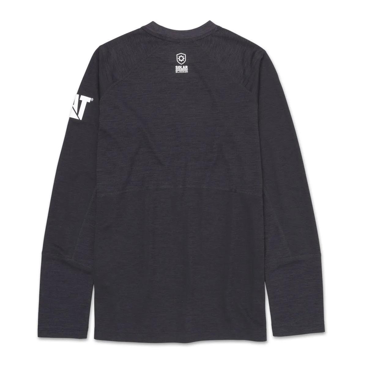 Cooling Long Sleeve Tee, Black Heather, dynamic 2