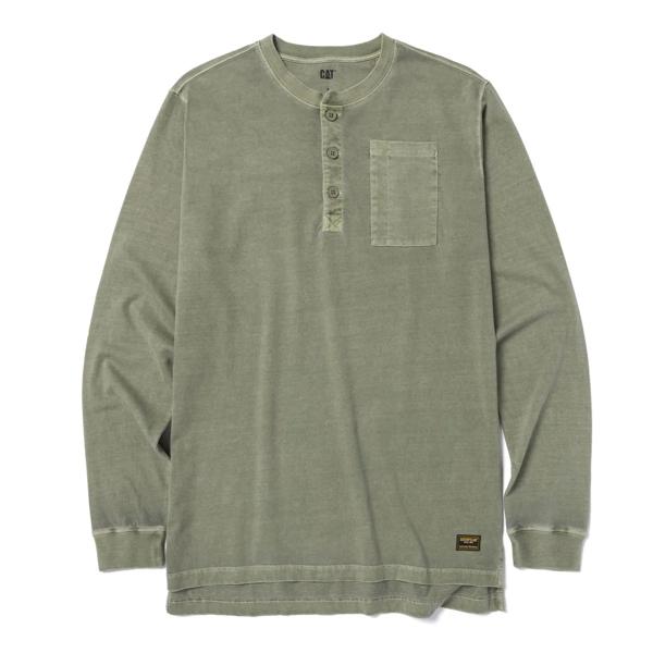 Pigment Dye Long Sleeve Henley, Marshland, dynamic