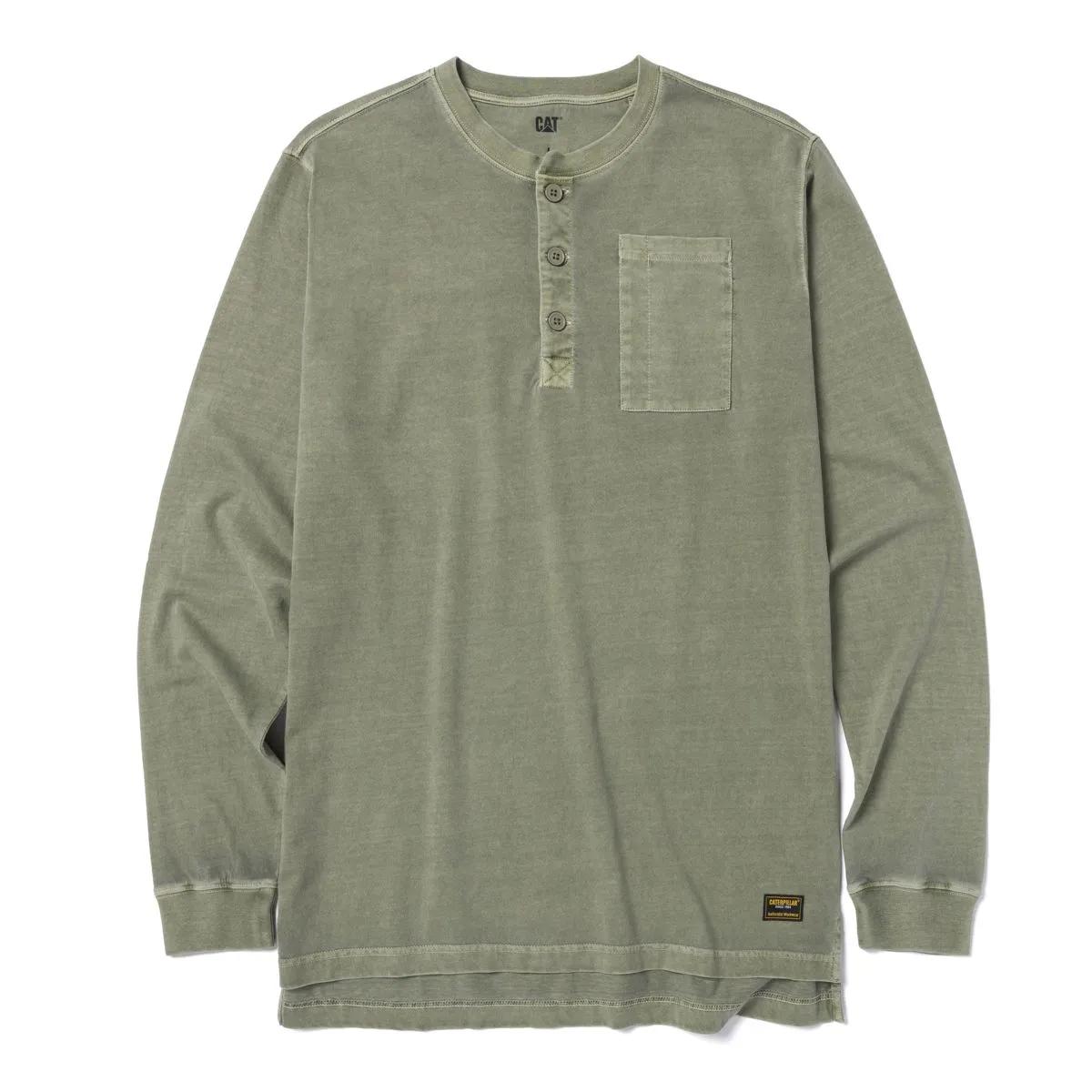 Pigment Dye Long Sleeve Henley, Marshland, dynamic 1