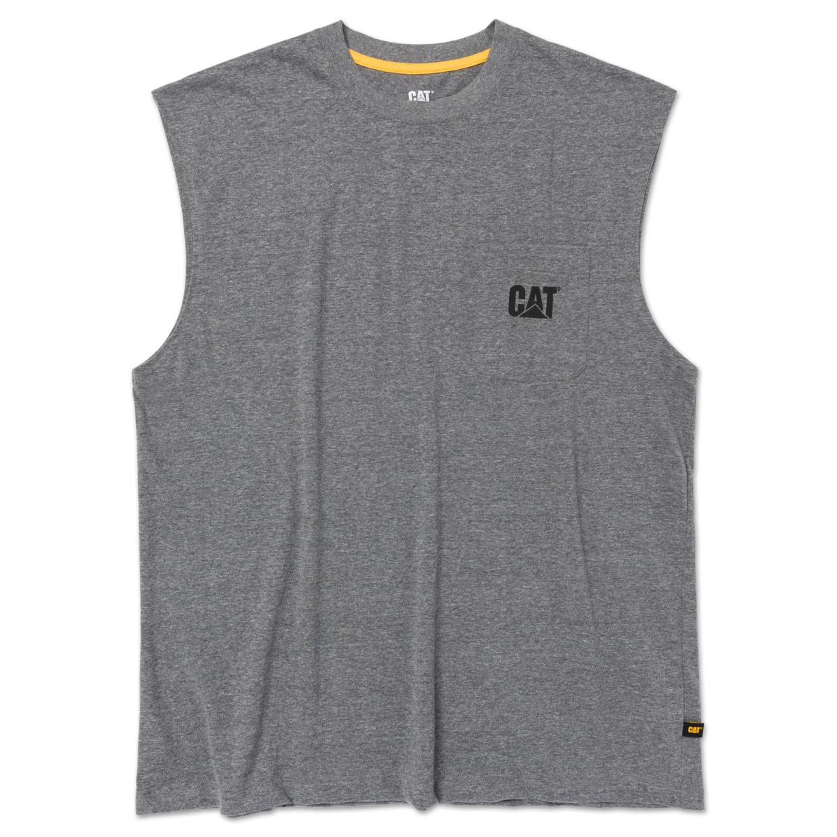 Sleeveless Tough Cut Pocket Tee, Dark Heather, dynamic 1