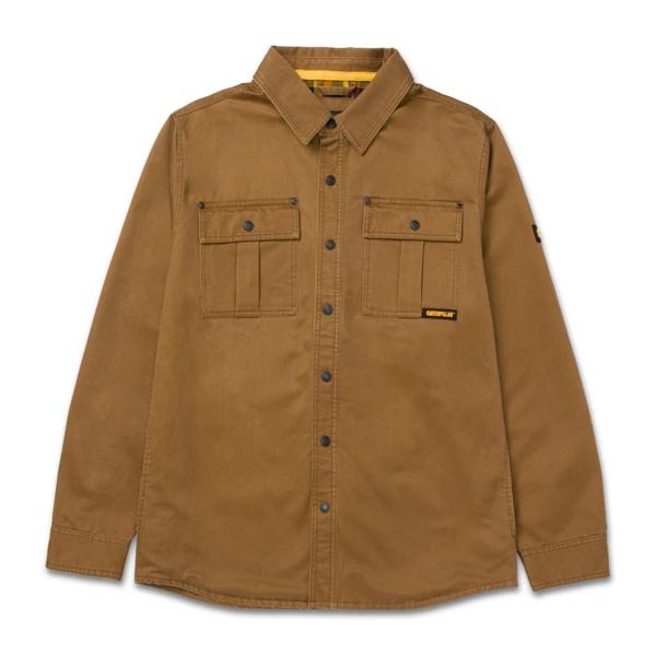 Waxed Cotton Shirt Jacket, Bronze, dynamic