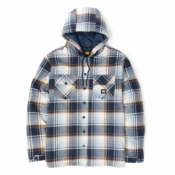 Hooded Flannel Shirt Jacket, Detroit Blue, dynamic
