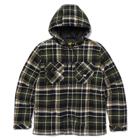 Hooded Flannel Shirt Jacket, Black | Forest, dynamic 1