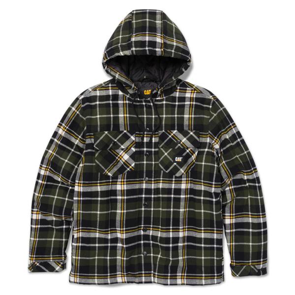 Hooded Flannel Shirt Jacket, Black | Forest, dynamic