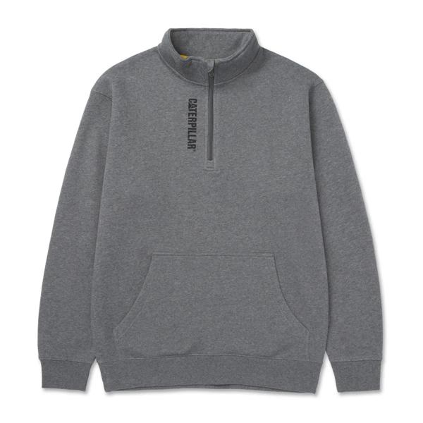 Midweight Quarter Zip Sweatshirt, Dark Heather Grey, dynamic