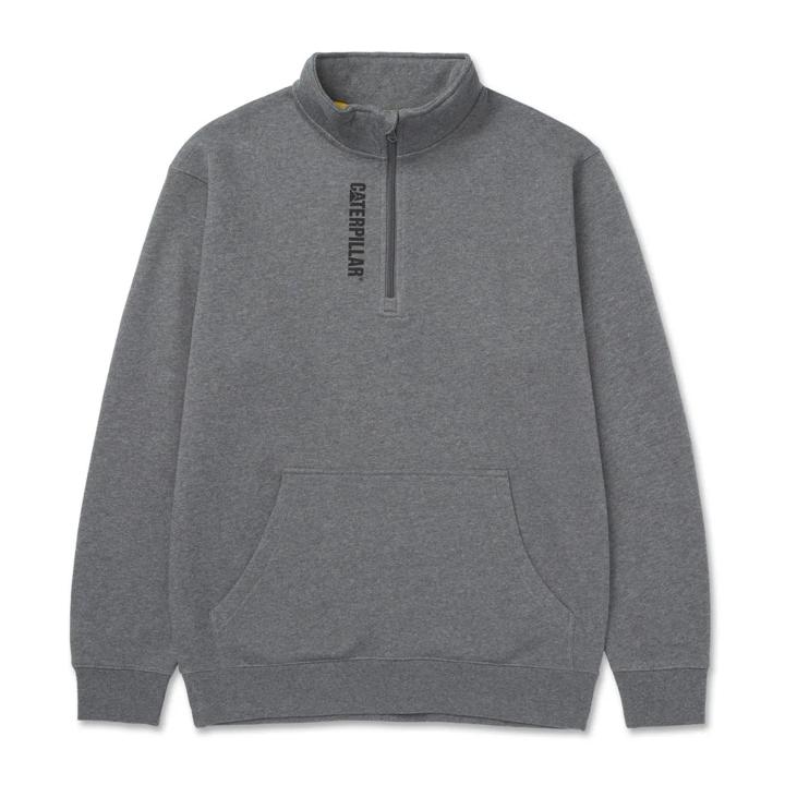 Midweight Quarter Zip Sweatshirt, Dark Heather Grey, dynamic