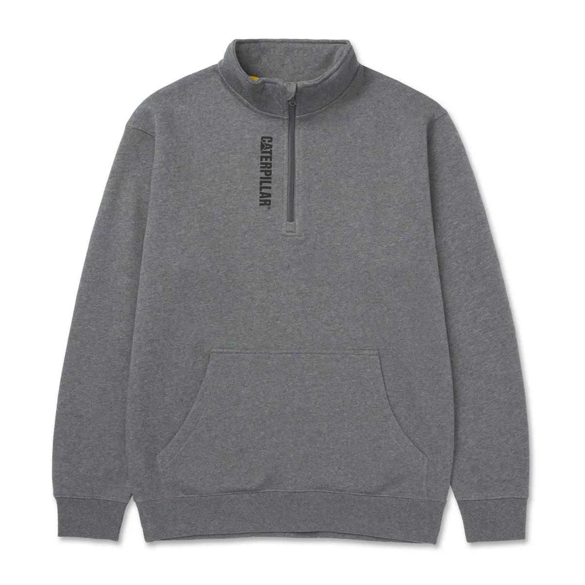 Midweight Quarter Zip Sweatshirt, Dark Heather Grey, dynamic 1