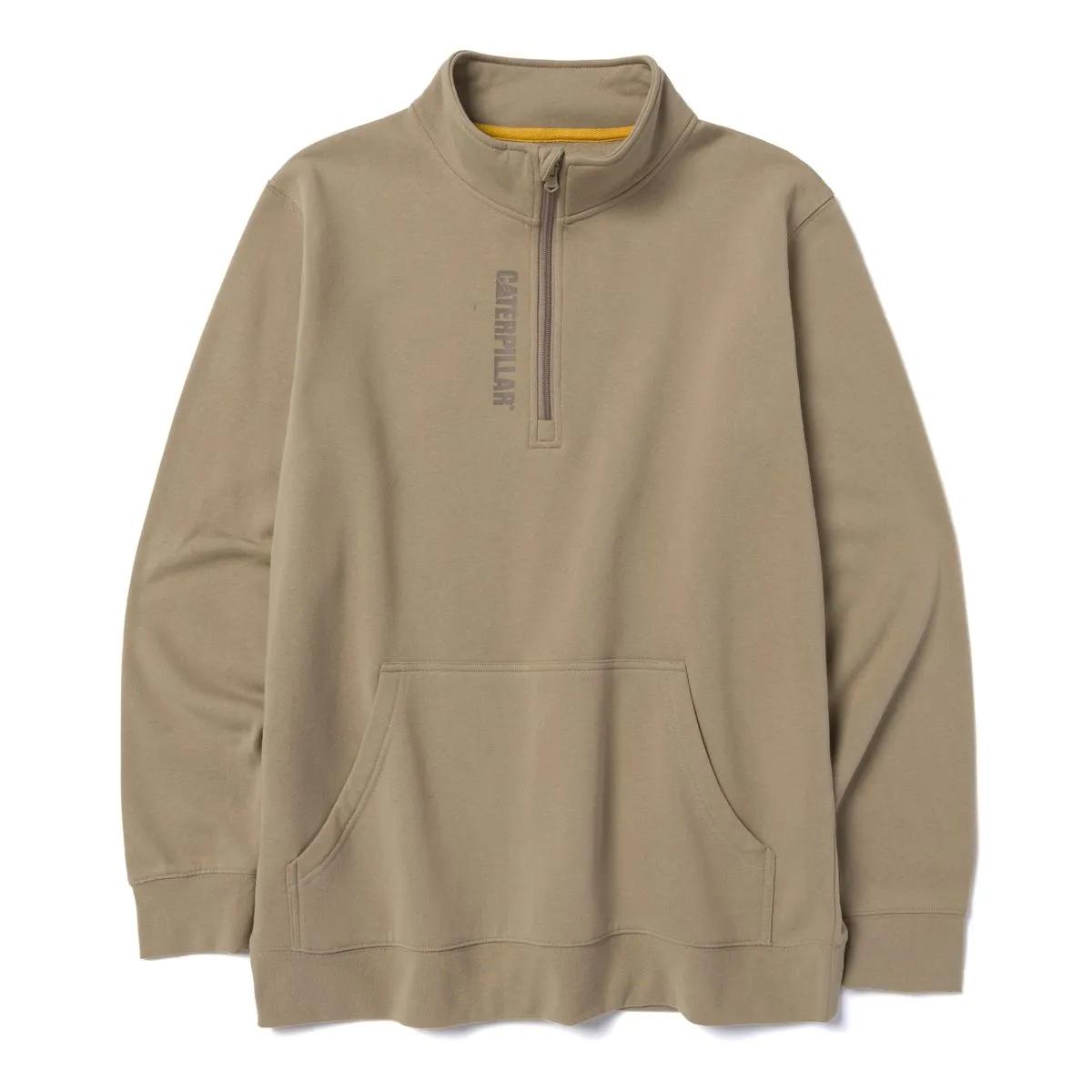 Midweight Quarter Zip Sweatshirt, Khaki, dynamic 1