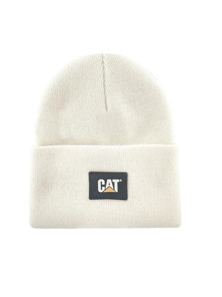 Cat Label Cuff Beanie, White, dynamic