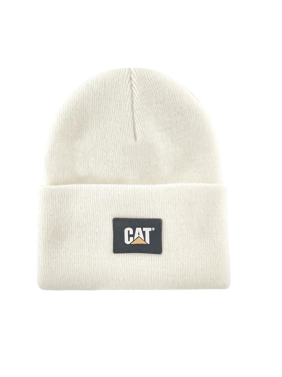 Cat Label Cuff Beanie, White, dynamic 1