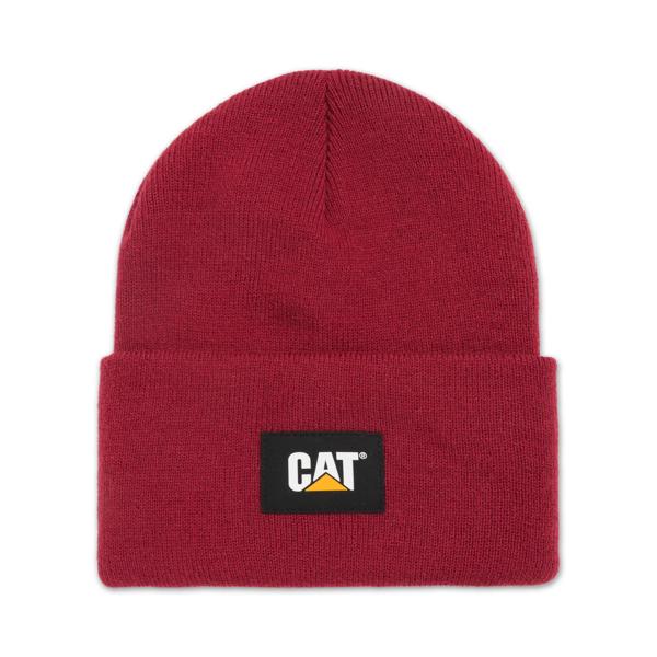 Cat Label Cuff Beanie, Brick, dynamic