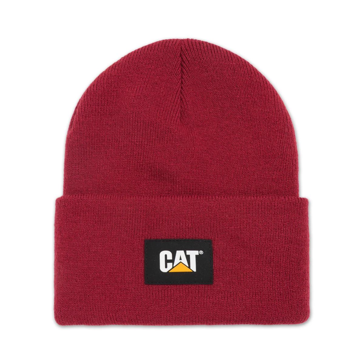 Cat Label Cuff Beanie, Brick, dynamic 1