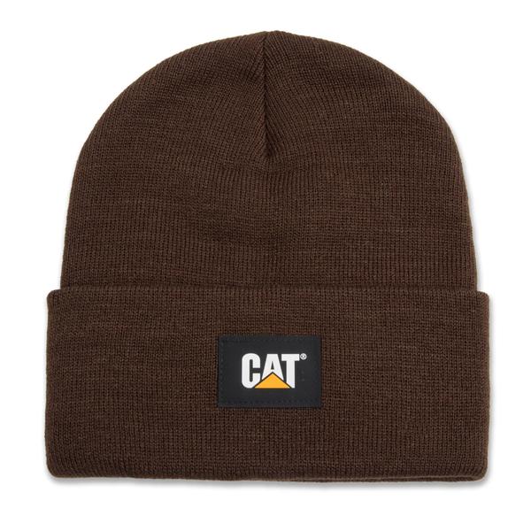 Cat Label Cuff Beanie, Coffee Bean, dynamic