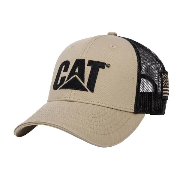 Cat Logo Flag Hat, Khaki, dynamic