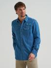 Chaco x Wrangler Long Sleeve Shirt, Mid Wash Denim, dynamic 3