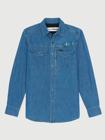 Chaco x Wrangler Long Sleeve Shirt, Mid Wash Denim, dynamic 1