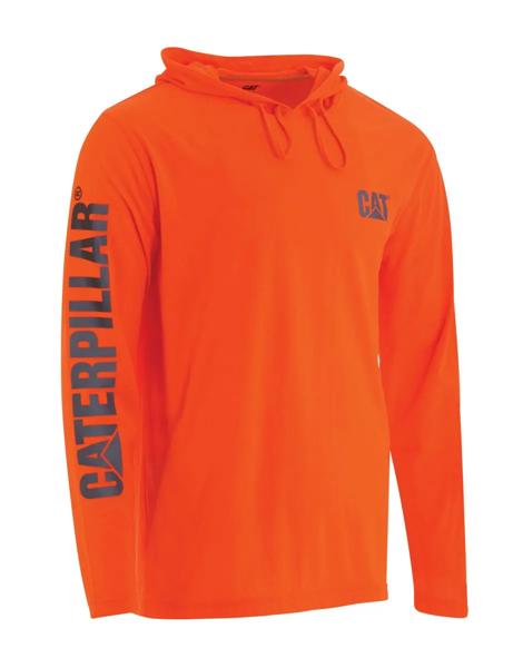 HiVis UPF Hooded Long Sleeve Tee, Orange, dynamic