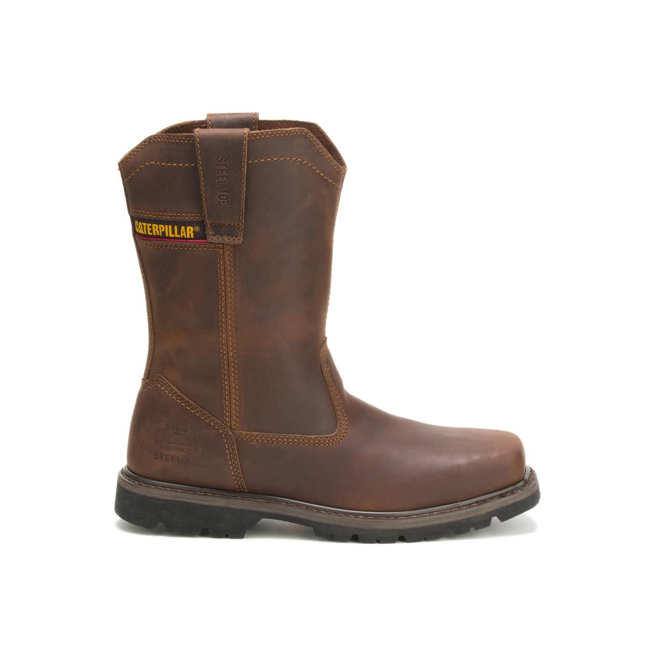 Caterpillar Pelton‎ Leather Brown Safety Boots Men\'s 12 CAT Work Gusset Pull On Caterpillar - Pelton Steel Toe SKU:8727511 - YouTube main image 2