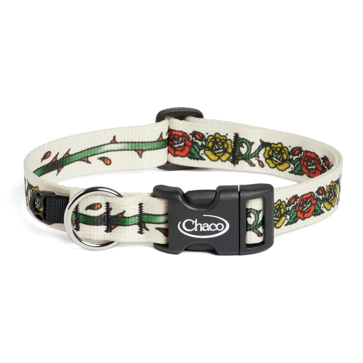Chaco x Inked Traveler Dog Collar, Roses, dynamic 1