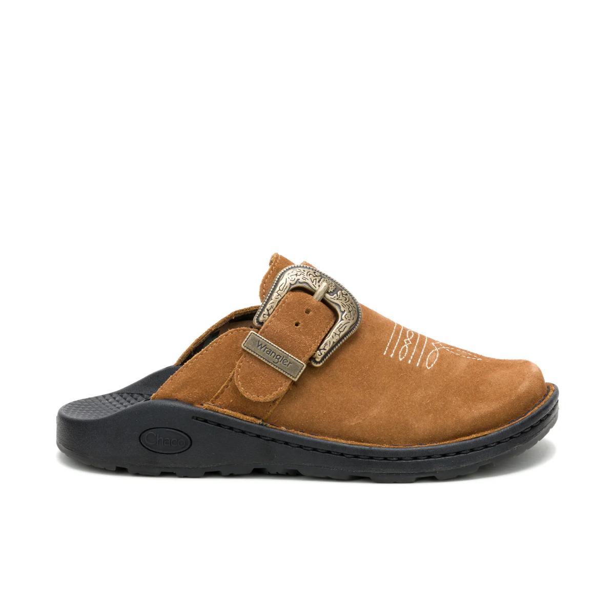 Chaco x Wrangler Suede Clog, Saddle, dynamic 1