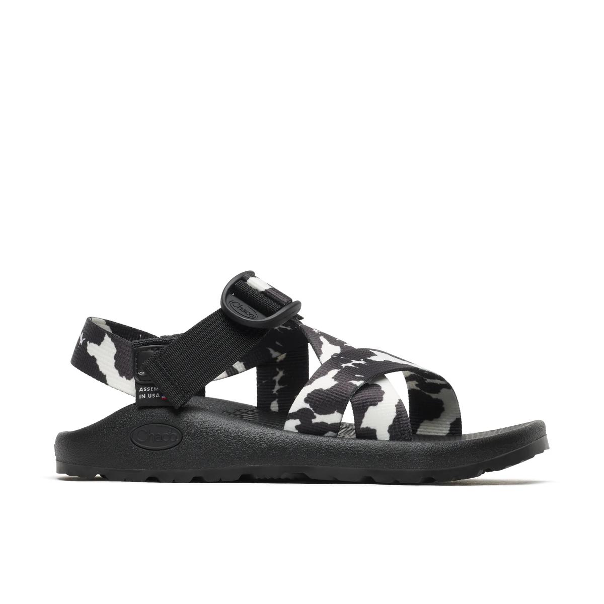 Mega Z/1 Wide-Strap Classic Sandal - Limited Edition, Black + White Cow, dynamic 1