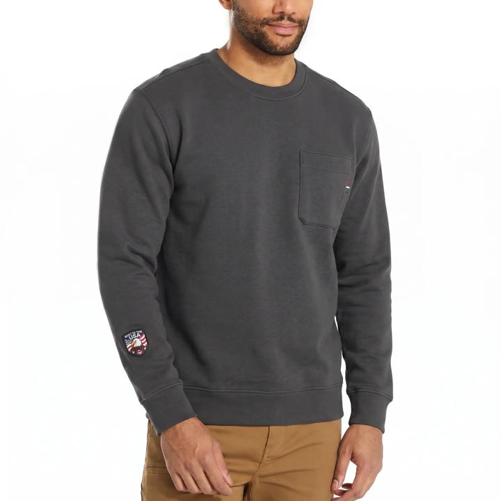 USA-Built Crewneck Pullover, Coal, dynamic