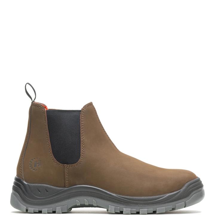 Knox Direct Attach Steel Toe Slip On Work Boot, Brown, dynamic