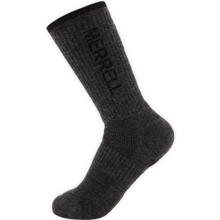 Premium Wool Trail Crew Socks, Charcoal Heather, dynamic
