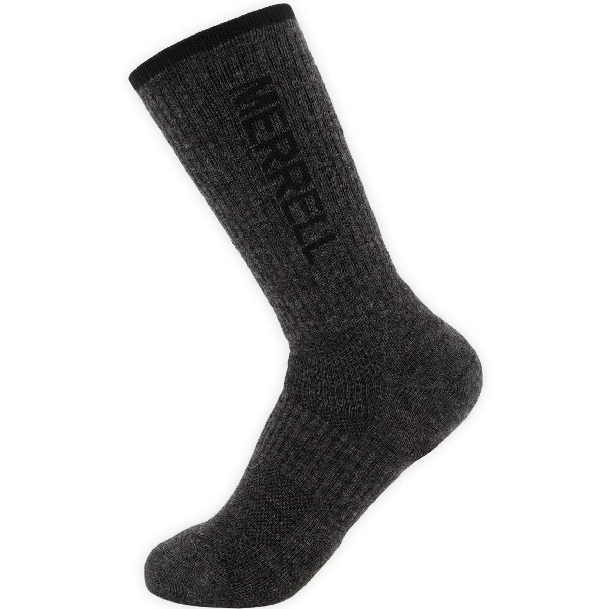 Premium Wool Trail Crew Socks, Charcoal Heather, dynamic 1