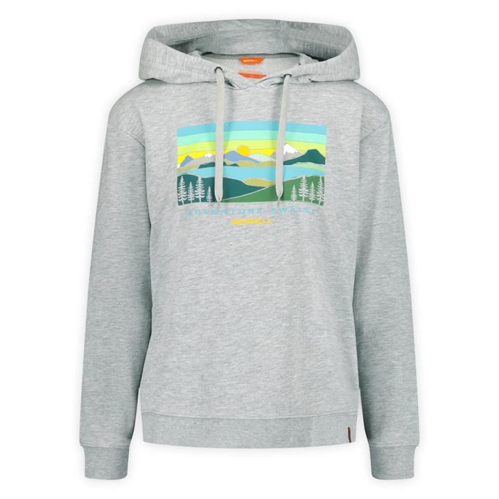 Await Adventure Semi-Cropped Graphic Hoody, Grey Mix, dynamic