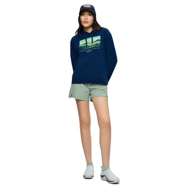 Await Adventure Semi-Cropped Graphic Hoody, Navy Night, dynamic
