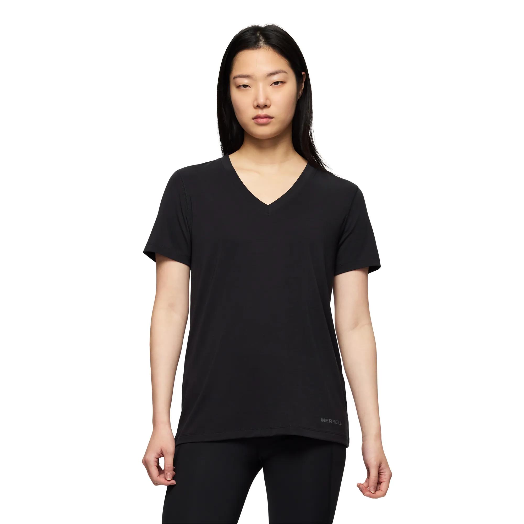 Viva Tencel V-Neck Tee, Black, dynamic
