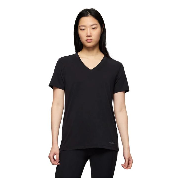 Viva V-Neck Tencel Tee, Black, dynamic