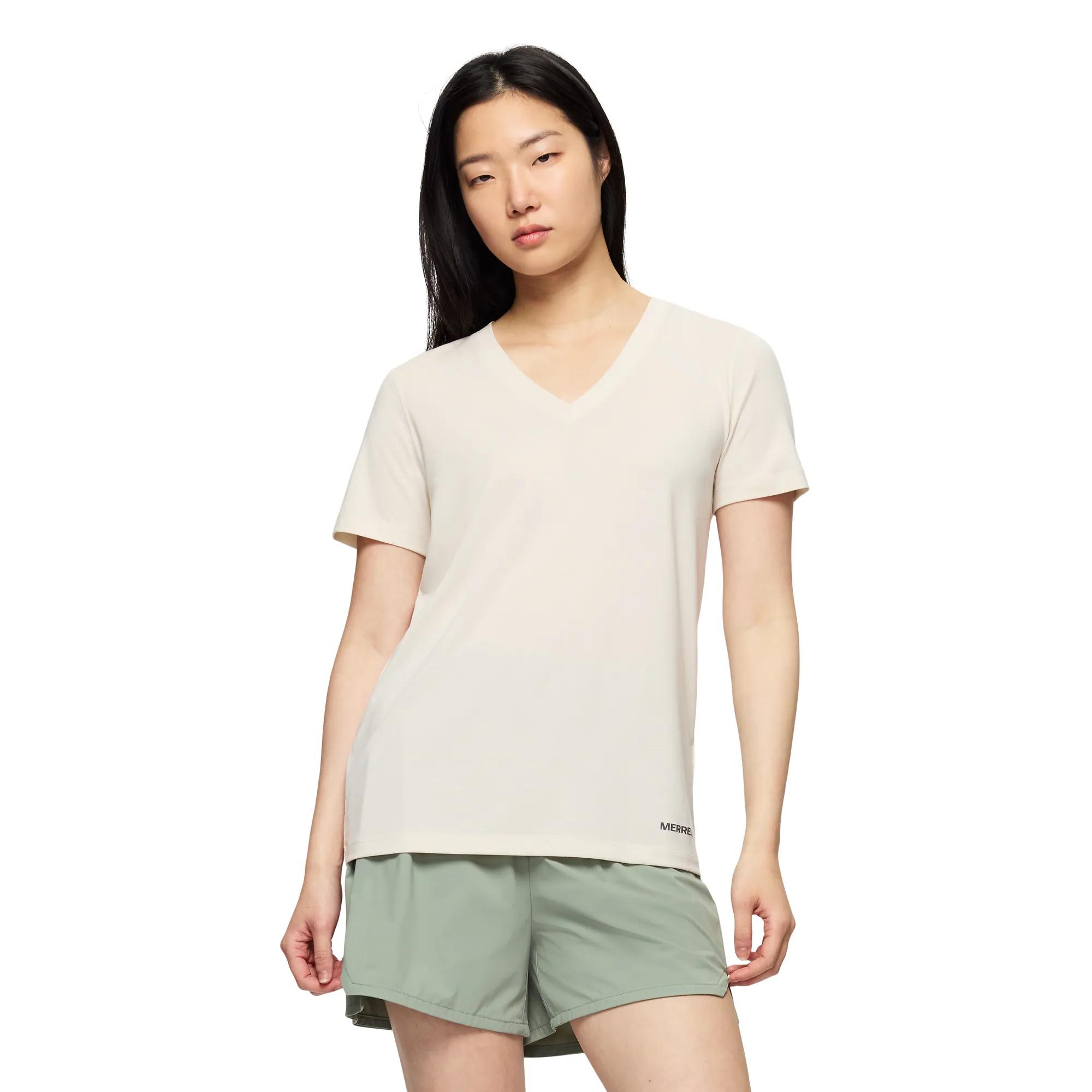 Viva Tencel V-Neck Tee, Whitecap Grey, dynamic 1