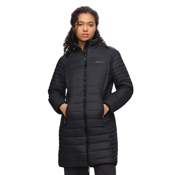 Coldwater Lightweight Long Puffer Jacket, Black, dynamic