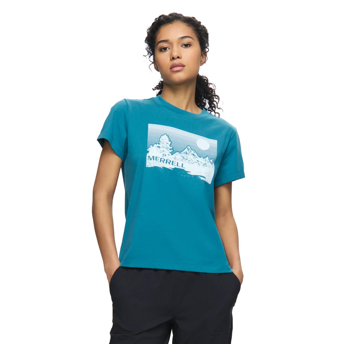 Stripe Landscape Graphic Crew Tee, Colonial Blue, dynamic 1