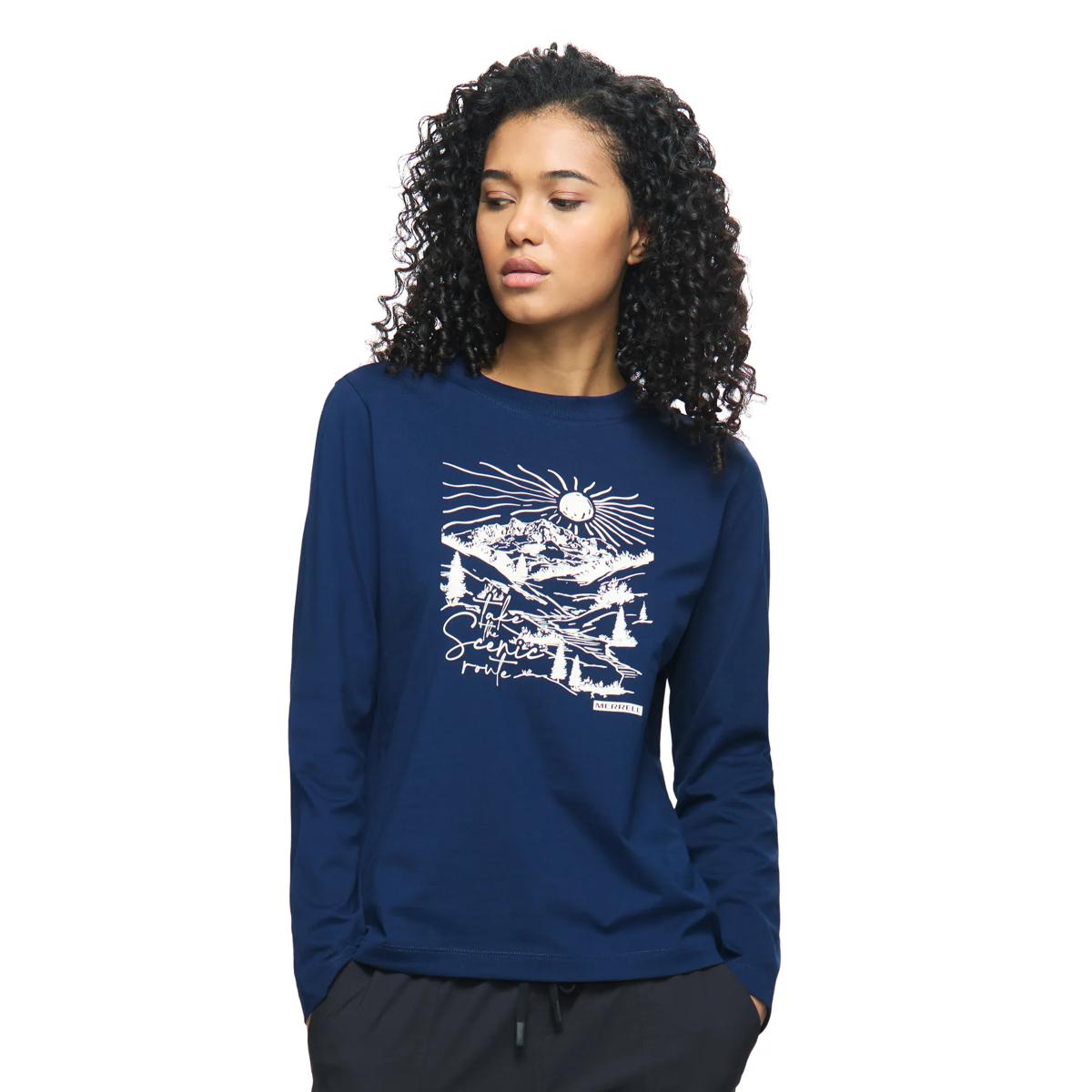 Scenic Route Long Sleeve Tee, Navy Night, dynamic 1