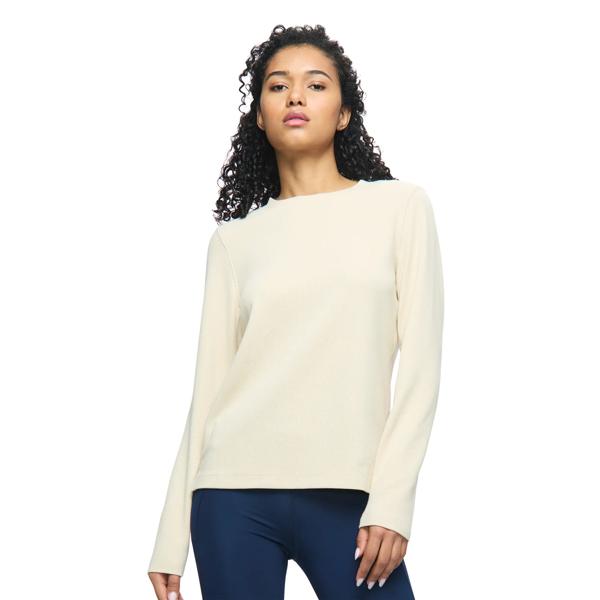 Peakshadow Long Sleeve Waffle Tee, Beige, dynamic