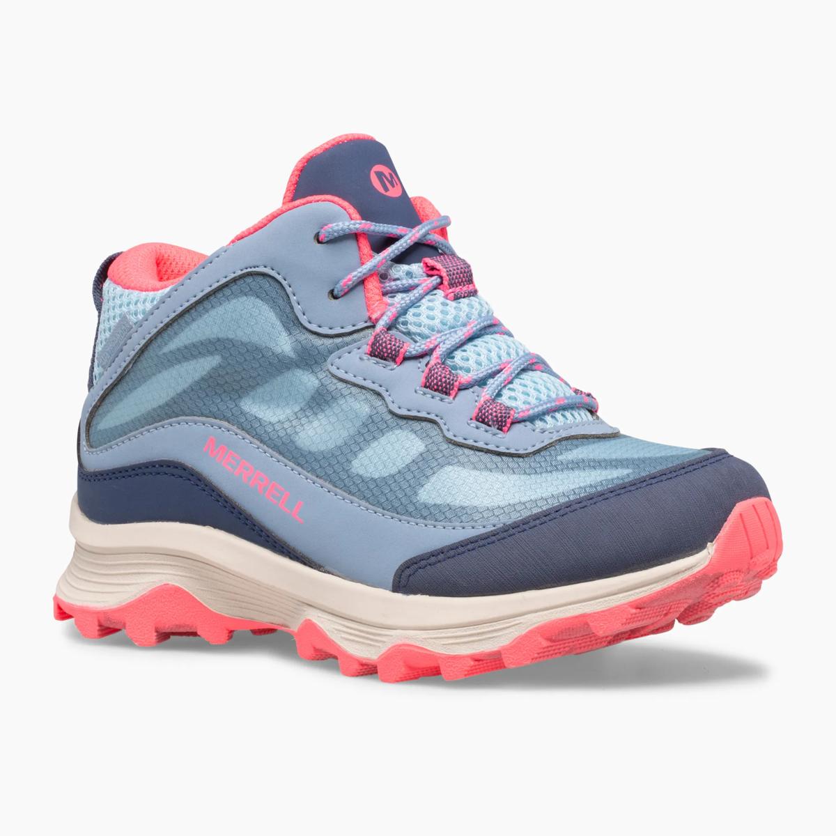Moab Speed Mid Waterproof, Dusty Blue/Coral, dynamic 1