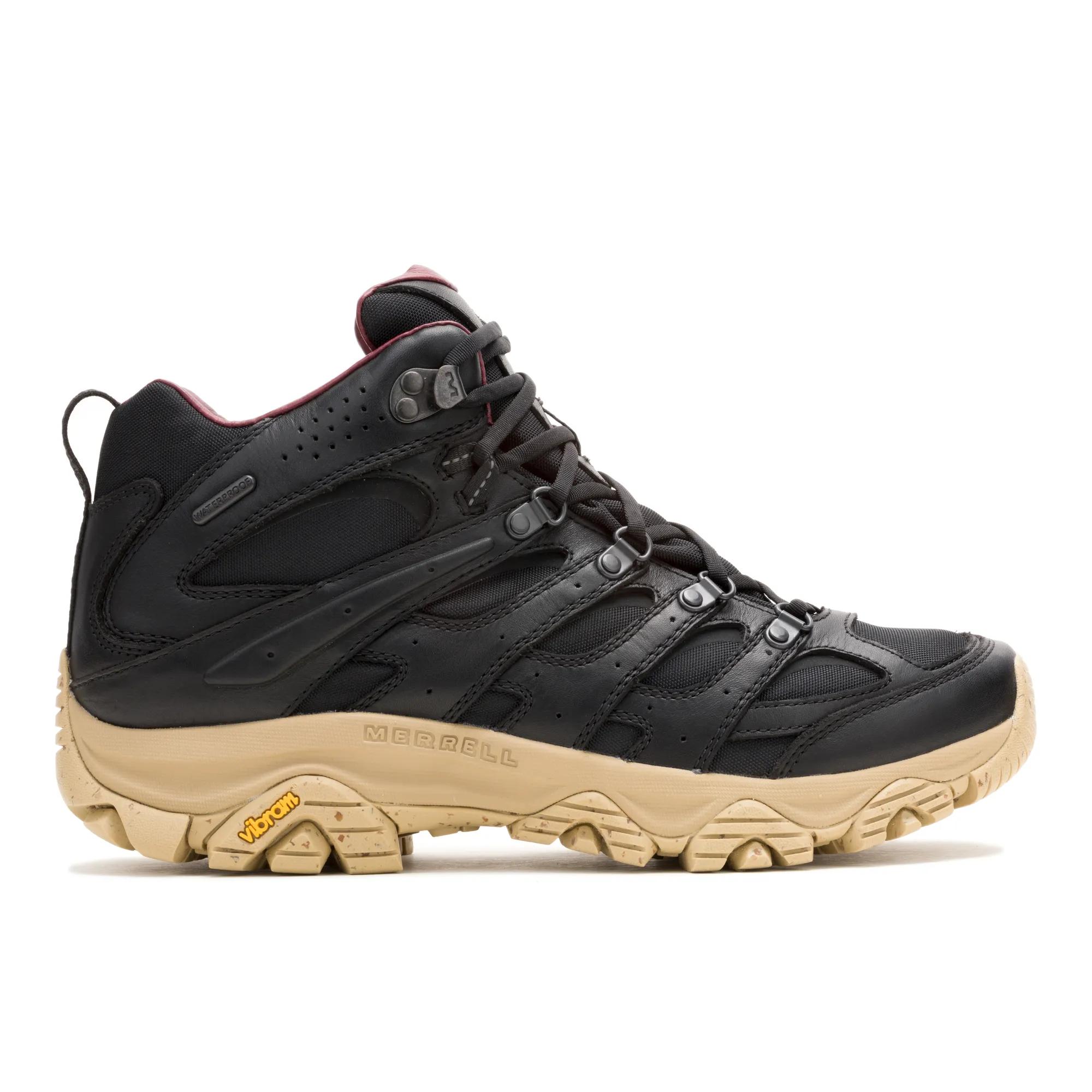 Merrell | Men's Moab 3 Luxe Leather Mid Waterproof Hiking Boots, Black Tan, Size 12