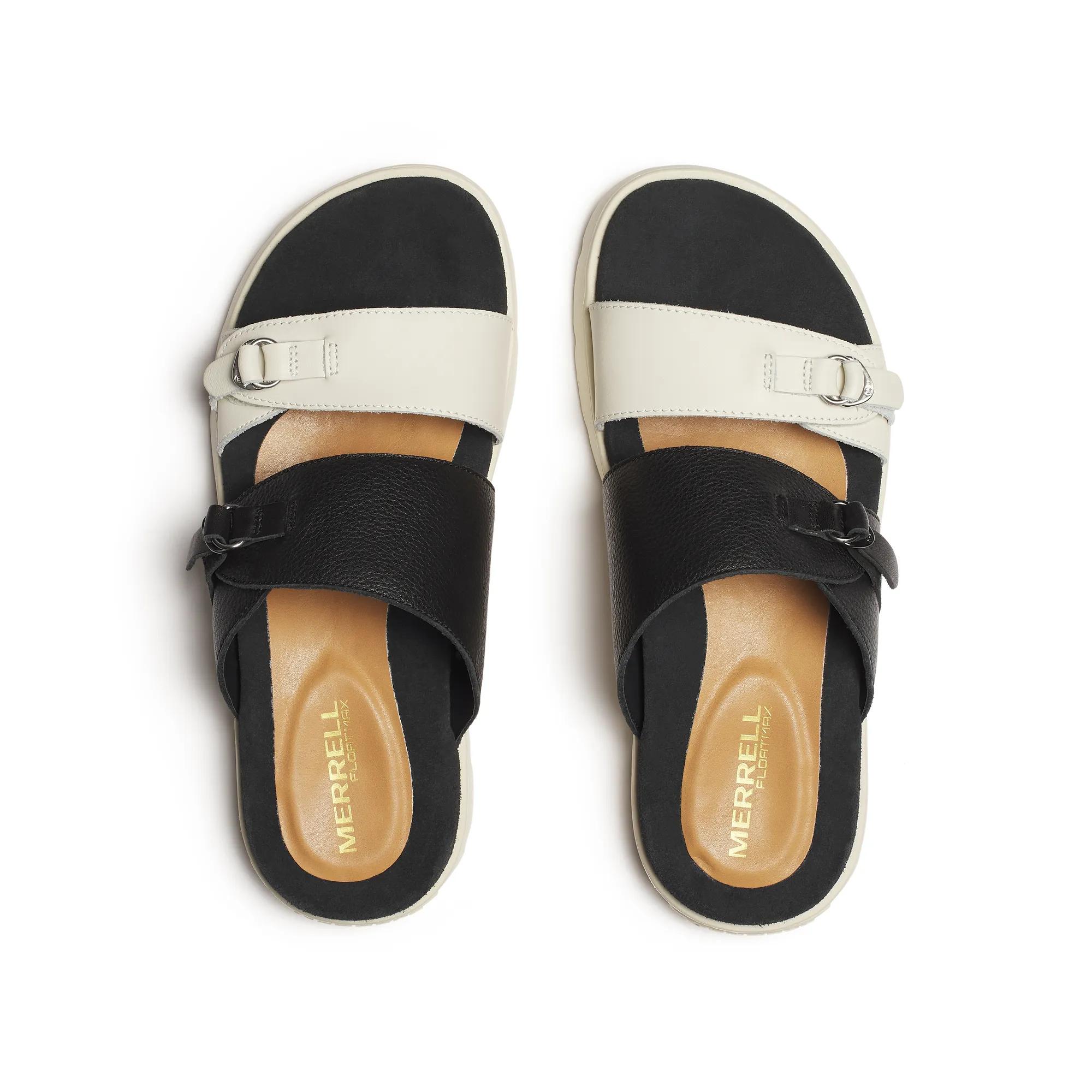 Fleur Leather Slide, Black/Stucco, dynamic 3
