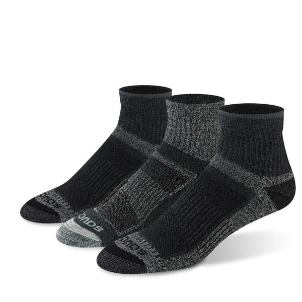 Inferno Merino Wool Blend Quarter 3-Pack Sock, Black Marl, dynamic