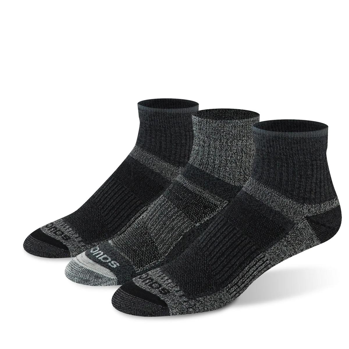 Inferno Merino Wool Blend Quarter 3-Pack Sock, Black Marl, dynamic 1