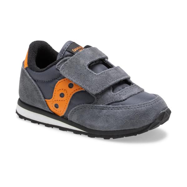 Baby Jazz Hook & Loop Sneaker, Grey/Orange, dynamic
