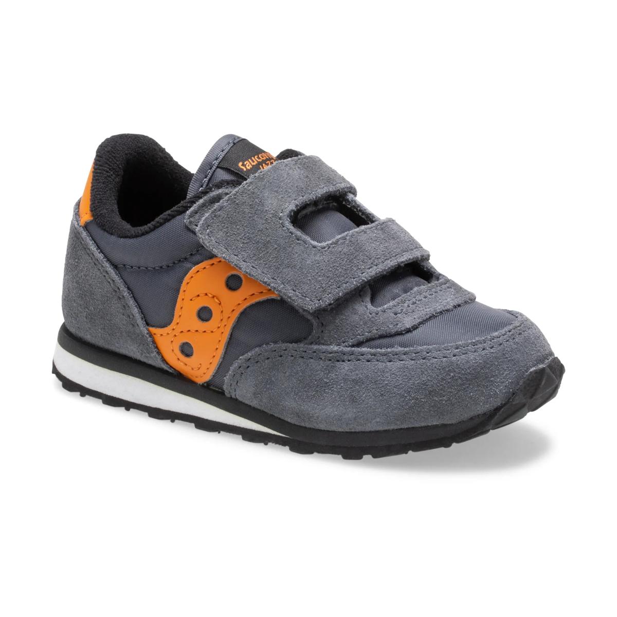 Baby Jazz Hook & Loop Sneaker, Grey/Orange, dynamic 1